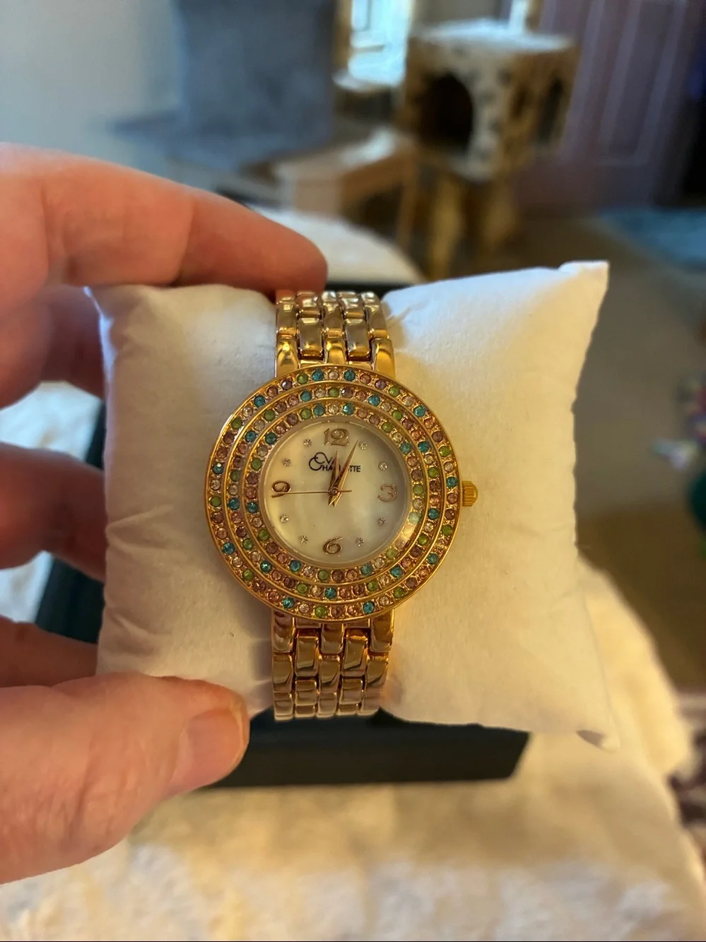 Gold Crystal Accent Women's Bracelet Watch by Eton